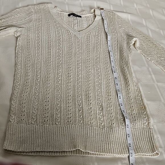 Banana Republic Women's Knitted V-neck Long Sleeves Sweater XS Pearl White - Picture 10 of 16